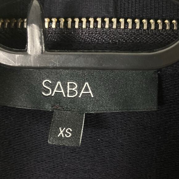 Nwot SABA Jacket Cardigan XS Black Open 2-Zip-Collar Drape Pocket Cotton Long-Sl - Picture 3 of 13